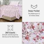 RUVANTI 100% Cotton Queen Sheets Set, Floral Design
