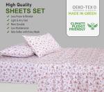 RUVANTI 100% Cotton Queen Sheets Set, Floral Design