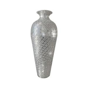 Tall Mosaic Floor Vase with Geometric Design