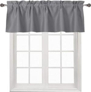 Grey Blackout Kitchen Valance Curtain, 52x18 inch