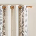 Grey Boho Linen Embroidered Curtains - 96 Inches