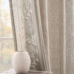 Winslow Floral Linen Curtains - 63 Inch, Ivory/Taupe
