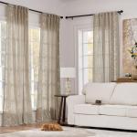 Winslow Floral Linen Curtains - 63 Inch, Ivory/Taupe