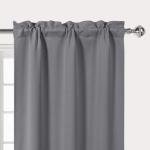 Grey Blackout Kitchen Valance Curtain, 52x18 inch