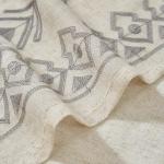 Grey Boho Linen Embroidered Curtains - 96 Inches