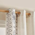 Grey Boho Linen Embroidered Curtains - 96 Inches