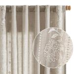 Winslow Floral Linen Curtains - 63 Inch, Ivory/Taupe