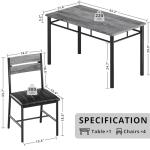 Ironck 4-Person Wood Dining Table Set, Grey