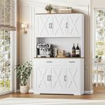 HOSTACK 71" Farmhouse Pantry Cabinet with Charging Station