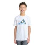 adidas Boys Halftone Camo Logo Tee, White/Blue