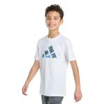 adidas Boys Halftone Camo Logo Tee, White/Blue