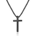 Men's Black Cross Pendant Necklace - 18 Inch