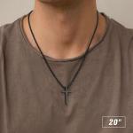 Men's Black Cross Pendant Necklace - 18 Inch