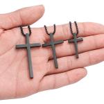 Men's Black Cross Pendant Necklace - 18 Inch