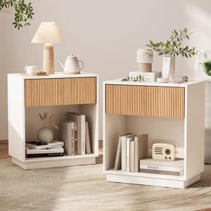 Set of 2 Fluted Nightstands with Storage