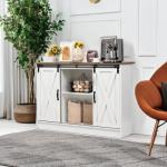 Farmhouse Coffee Bar Cabinet with Sliding Doors