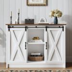 Farmhouse Coffee Bar Cabinet with Sliding Doors