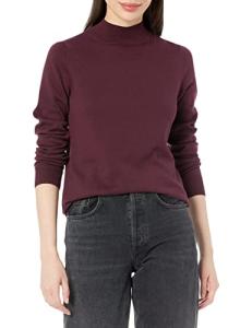 Women's Lightweight Mockneck Sweater - Burgundy, Plus Size