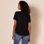 Amazon Essentials Women's Relaxed Short-Sleeve Blouse, Black