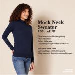Women's Lightweight Mockneck Sweater - Burgundy, Plus Size