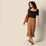 Women's Slim-Fit Half Sleeve Square Neck T-Shirt