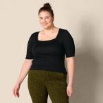 Women's Slim-Fit Half Sleeve Square Neck T-Shirt