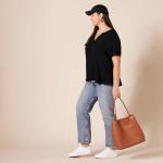 Amazon Essentials Women's Relaxed Short-Sleeve Blouse, Black