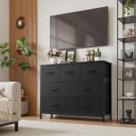 Sweetcrispy 7-Drawer Fabric Storage Dresser - Black