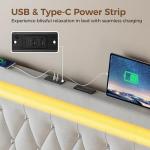 Rolanstar Queen Bed Frame with LED and Charging