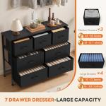 Sweetcrispy 7-Drawer Fabric Storage Dresser - Black