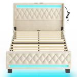 Rolanstar Queen Bed Frame with LED and Charging