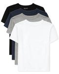 The Children's Place boys Short Sleeve Basic Layering T-shirt Polo Shirt, Black/New Navy/Smoke/White 4 Pack, Small US