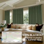 Dark Olive Green Curtains for Living Room 96 Inch Length,Moody Academia Window Treatments Thermal Room Darkening Linen Blackout Curtain Drapes 96 Inches Long,2 Panel Set