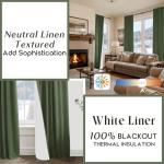 Dark Olive Green Curtains for Living Room 96 Inch Length,Moody Academia Window Treatments Thermal Room Darkening Linen Blackout Curtain Drapes 96 Inches Long,2 Panel Set