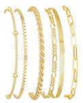 DEARMAY 14K Gold Plated Bracelets for Women Jewelry Sets Stack Trendy Dainty Stackable Paperclip Rope Snake Box Figaro Chain Bracelets Pack Costume Fashion Gifts