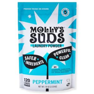 Molly's Suds Original Laundry Detergent Powder | Clean Laundry Detergent Powder for Sensitive Skin | Simple, Effective Ingredients, Stain Fighting | 120 Load (Peppermint)