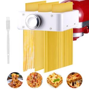 Pasta Maker Attachment for KitchenAid Stand Mixers 3-in-1 Stainless Steel Pasta Roller, Spaghetti/Fettuccine Cutter for KitchenAid Mixer Accessories & Pasta Press​ by Gomen