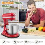 Bamboo Mixer Slider for Kitchen Aid 5-8 Qt Bowl Lift Stand Mixer, Kitchen Appliance sliding mat Countertop Storage Attachments, Mixer Accessories Sliding Tray Moving Board for Kitchen Aid (Black)