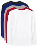 The Children's Place,Boys,Basic Long Sleeve Tee,Black/Blue/Red/White 4-Pack,Small