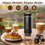 Zordin Portable Battery Espresso Coffee Maker for Travel, 20 bar Mini Car Espresso Machines, 3-in-1 Self-Heating Electric Espresso Maker, USB-C Ground Coffee & Capsule Pod(Ns&DG) RV, Hiking, Office