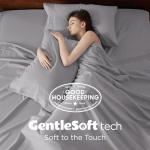 Bedsure Deep Pocket King Sheet Set - Fits Mattresses Up to 21 Inches Thick - 4 Piece GentleSoft Bed Sheets, Moisture Wicking, Soft & Cooling Bedsheet & Pillowcases, Easy & Secure Fit, Light Grey