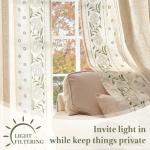 jinchan Winslow Lined Linen Curtains for Bedroom 84 Inches Linen Blended Embroidered Bordered Floral Curtains for Living Room Farmhouse Decor Window Treatments Sage on Beige Drapes 2 Panels