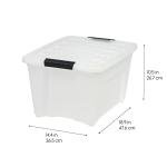 IRIS USA 32 Qt Stackable Plastic Storage Bins with Lids, 6 Pack - BPA-Free, Made in USA - Discreet Organizing Solution, Latches, Durable Nestable Containers, Secure Pull Handle - Pearl