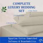 Threads Linen Queen Size 1000 TC 4 Piece Sheet Set 100% Egyptian Cotton Sateen Weave Breathable & Cooling 18" Deep Pocket Hotel Bedding Bed Sheets - 1 Flat, 1 Fitted Sheet & 2 Pillowcases (Ivory)