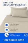 Threads Linen Queen Size 1000 TC 4 Piece Sheet Set 100% Egyptian Cotton Sateen Weave Breathable & Cooling 18" Deep Pocket Hotel Bedding Bed Sheets - 1 Flat, 1 Fitted Sheet & 2 Pillowcases (Ivory)