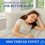 Threads Linen Queen Size 1000 TC 4 Piece Sheet Set 100% Egyptian Cotton Sateen Weave Breathable & Cooling 18" Deep Pocket Hotel Bedding Bed Sheets - 1 Flat, 1 Fitted Sheet & 2 Pillowcases (Ivory)