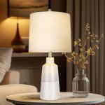 24.5" Ceramic Table Lamps Set of 2 for NightStand,Lamps for Living Room with 3-Way Dimmable Bulb,Rotary Switch,Modern Table Lamp with Linen Shade,Bedside Lamps of Set 2 for Bedrooms(Bulb Included)