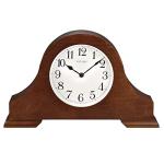 Bulova B1931 Sturbridge Brown Cherry Hardwood Tambour Shape Decorative Mantel and Table Top Clock with Cream Dial and Metal Spade Hands