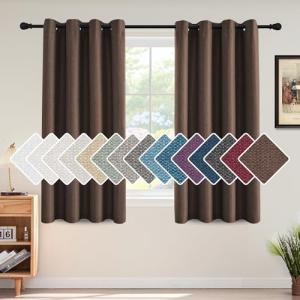 H.VERSAILTEX Linen Blackout Curtain 63 Inches Long for Bedroom/Living Room Thermal Insulated Grommet Linen Curtain Drapes Primitive Textured Burlap Effect Window Drapes 1 Panel - Heather Cocoa Brown