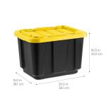 IRIS USA 12 Gallon Heavy Duty Truck Bed Toolbox Storage Tote Bins with Lids, 4 Pack - Made in USA, Tough Snap On Lockable Lid Stackable Industrial Rugged Tubs, Garage Organization Box - Black/Yellow
